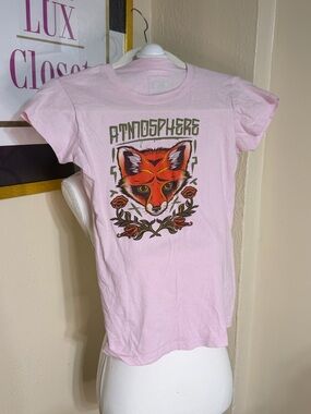Atmosphere Pink Tee with Red Fox Graphic